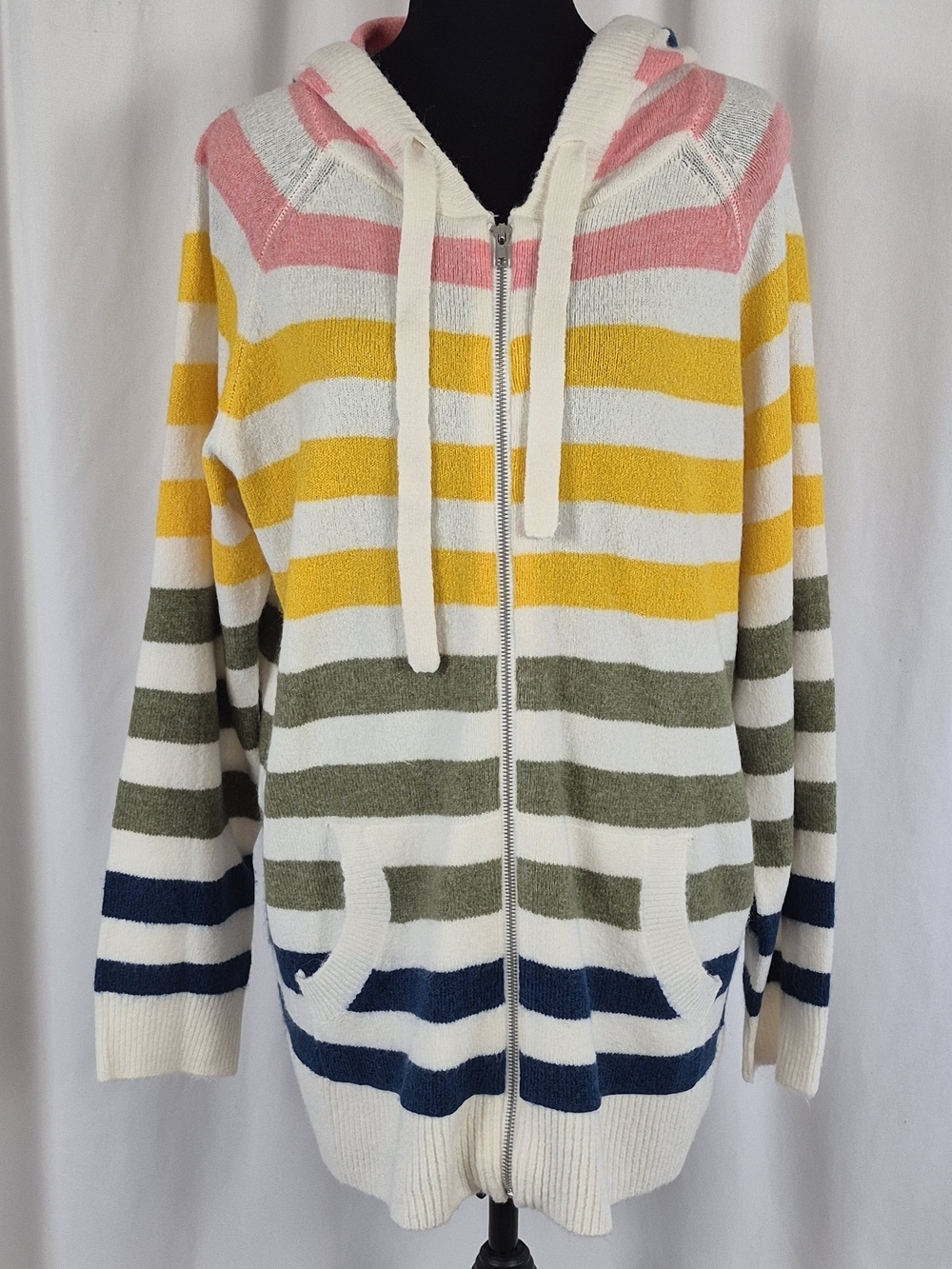 Torrid Striped Lightweight Full-Zip Hoodie Sweater w/ Pockets - Size 2 (18-20)
